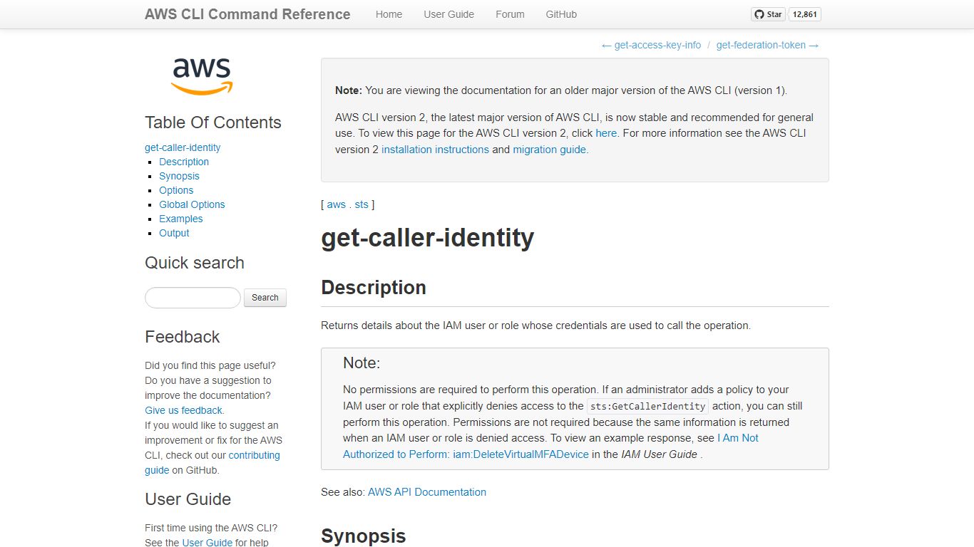 get-caller-identity — AWS CLI 1.25.36 Command Reference